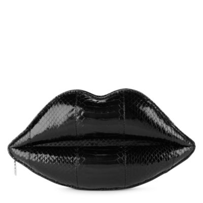 LULU GUINNESS Metallic padded lips clutch