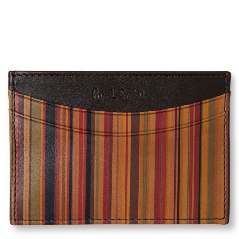 PAUL SMITH ACCESSORIES Multi stripe leather card case