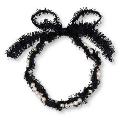 LANVIN Tweed and pearl short necklace