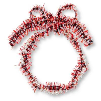 LANVIN Tweed and pearl short necklace