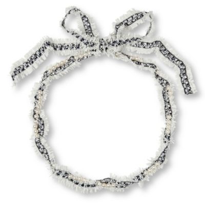 LANVIN Tweed and pearl long necklace