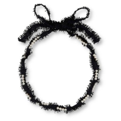LANVIN Tweed and pearl long necklace
