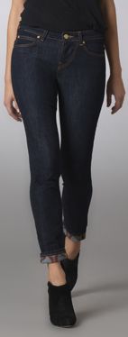 Skinny print cuff jeans