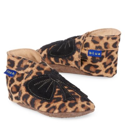 INCH BLUE Leopard bow booties 0-18 months