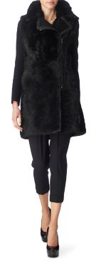 PAUL SMITH BLACK Leather trim shearling coat PAUL SMITH BLACK Leather trim shearling coat