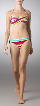 Hyper Stripe bandeau bikini top