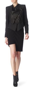 HELMUT LANG Leather and twill blazer