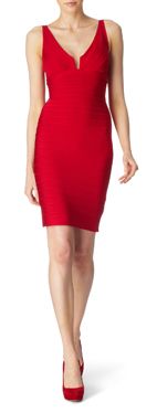 HERVE LEGER Plunge-front bandage dress