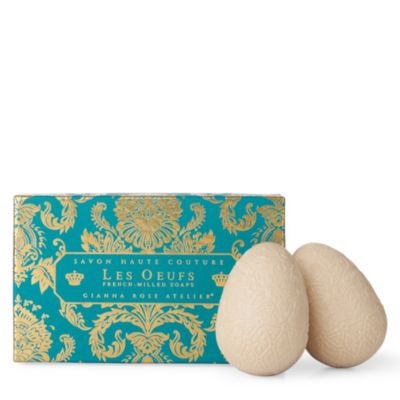 GIANNA ROSE ATELIER Pair of haute couture egg soaps in blue gift box