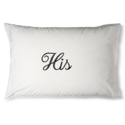 THE FINE COTTON COMPANY His black embroidered pillowcase