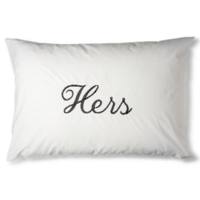 THE FINE COTTON COMPANY Hers black embroidered pillow case