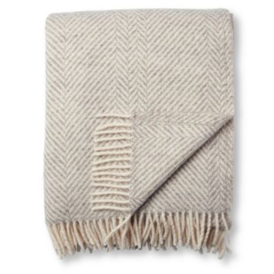 GREEN GROVE WEAVERS Silver Chevron Jacob wool throw