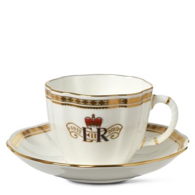ROYAL CROWN DERBY Diamond Jubilee Carlton teacup and saucer