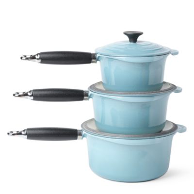 LE CREUSET Cast iron saucepan set three-piece