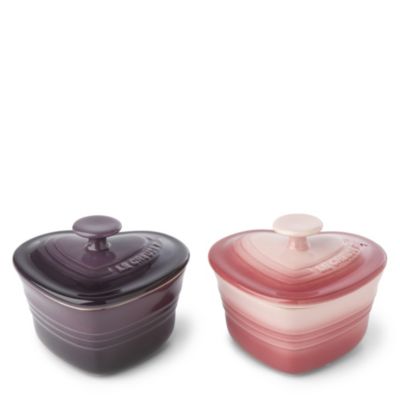 LE CREUSET Stoneware heart-shaped mini casseroles pair