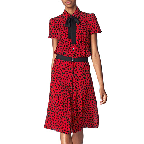 MOSCHINO CHEAP AND CHIC Pleated heart–print dress