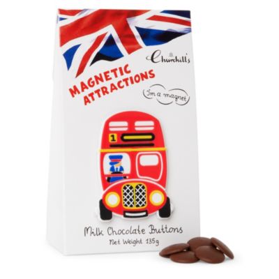 CHURCHILL'S Chocolate buttons and London bus magnet gift bag 135g