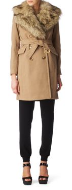 MICHAEL BY MICHAEL KORS Faux fur-trimmed coat MICHAEL BY MICHAEL KORS Faux fur-trimmed coat