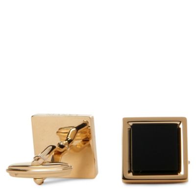 LANVIN Platinum&ndash;plated onyx cufflinks