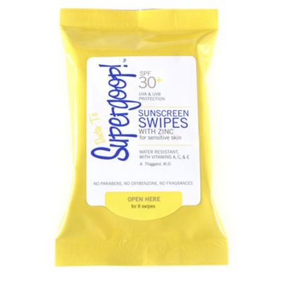 SUPERGOOP SPF 30+ Sunscreen Swipes with Zinc for Sensitive Skin (8 sheets)