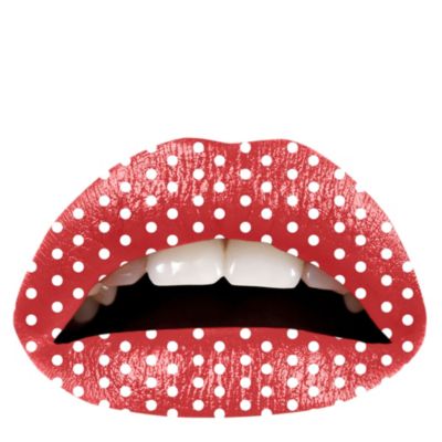 VIOLENT LIPS Temporary lip tattoo – coral polka dot