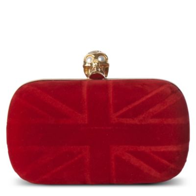 ALEXANDER MCQUEEN Velvet Brit skull clutch