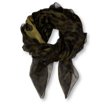 ALEXANDER MCQUEEN Skull and leopard-print scarf