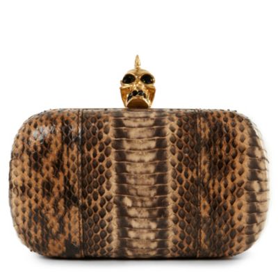 ALEXANDER MCQUEEN Skull snakeskin clutch