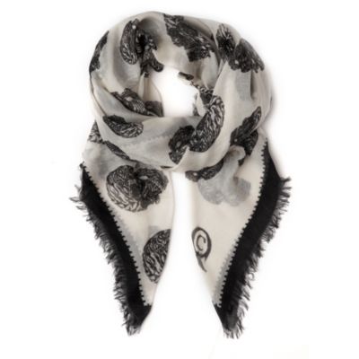 ALEXANDER MCQUEEN Tiger and skull-print pashmina