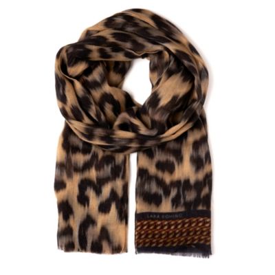 LARA BOHINC Leopard print cashmere scarf