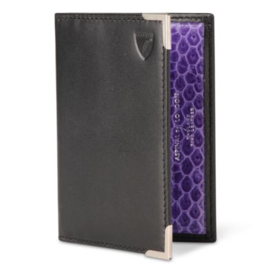 ASPINAL Leather and snakeskin double fold credit card case