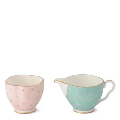 WEDGWOOD Polka Dot Tea Story sugar bowl and cream jug