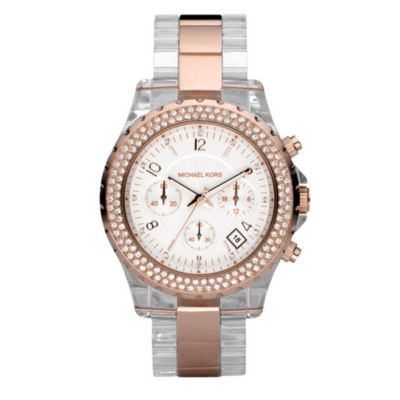 michael kors rose gold chronograph watch. Rose gold and acrylic