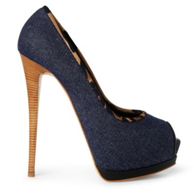 GIUSEPPE ZANOTTI Guard denim peep&ndash;toe courts