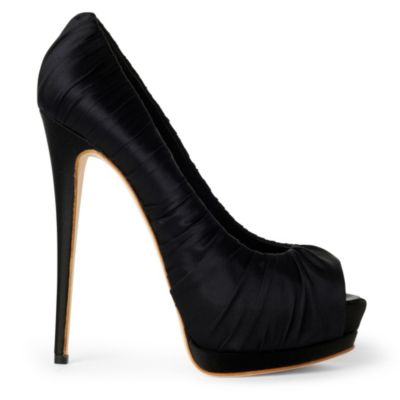 GIUSEPPE ZANOTTI Husk pleated satin courts