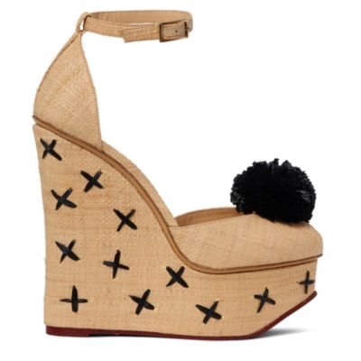 CHARLOTTE OLYMPIA Melody raffia wedge sandals