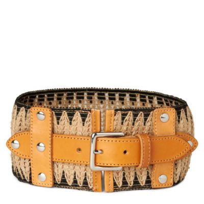 WAREHOUSE Zigzag raffia belt