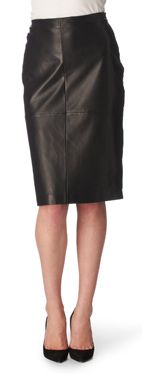 REISS Missy leather&ndash;front skirt