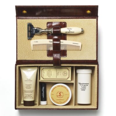 TAYLOR OF OLD BOND STREET Grooming box in brown leather