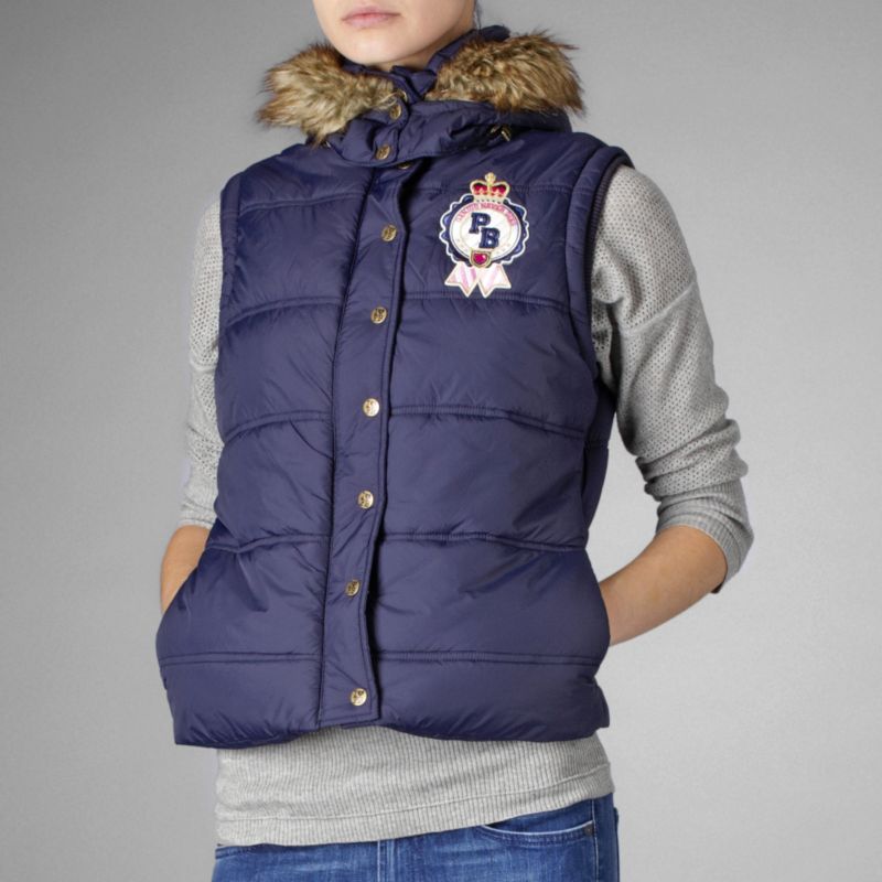 Navy padded fur collar gillet   PAULS BOUTIQUE  selfridges