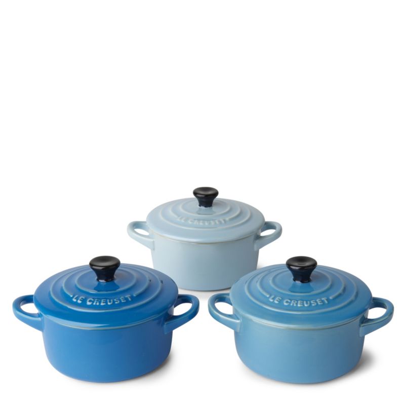 LE CREUSET Stoneware casserole dish set pearlescent blue