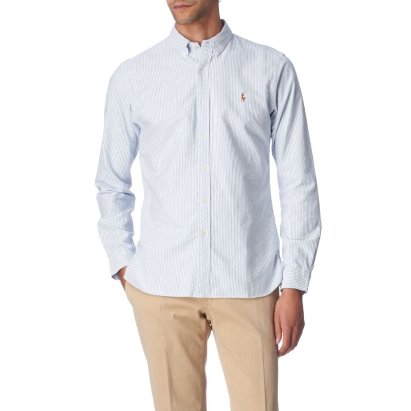 RALPH LAUREN Striped Oxford custom–fit single cuff shirt