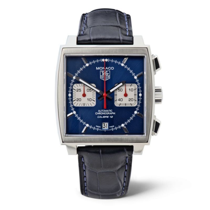 TAG HEUER Monaco automatic blue dial strap watch